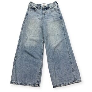 Hollister Jeans Women's 23 Blue Light Wash Wide Leg Low-Rise Super Baggy Y2K